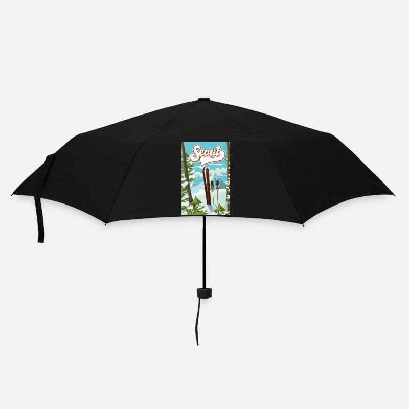 Séoul Corée du Sud Affiche de ski - Parapluie standard - noir