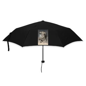 Alter Weltraumhelm einfarbig - Regenschirm (klein) - Schwarz - Vorne