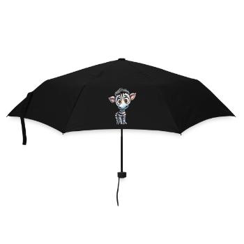 Zebra Watercolor Illustration - Umbrella (small) - black - Front