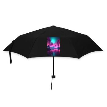 Eine surreale kosmische Synthwave Retrowave Nacht - Regenschirm (klein) - Schwarz - Vorne