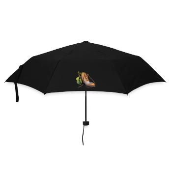 Schuh mit Grünpflanze - Regenschirm (klein) - Schwarz - Vorne