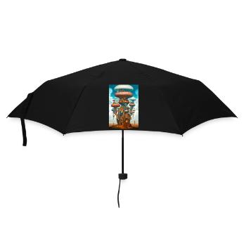 Pilz Stadt - Regenschirm (klein) - Schwarz - Vorne