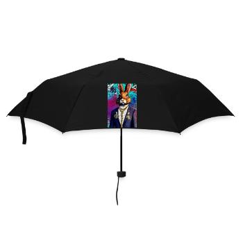 Business Hase, moderner urbaner Stil | Pop-Art - Regenschirm (klein) - Schwarz - Vorne
