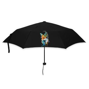 Renard écoutant de la musique avec des écouteurs - Parapluie standard - noir - Devant