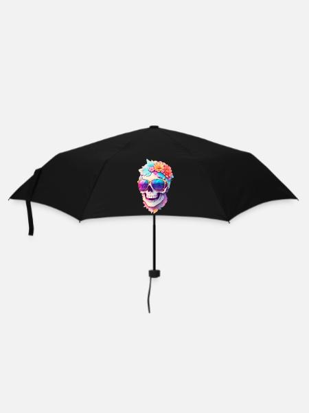 Totenkopf - Regenschirm (klein) - Schwarz