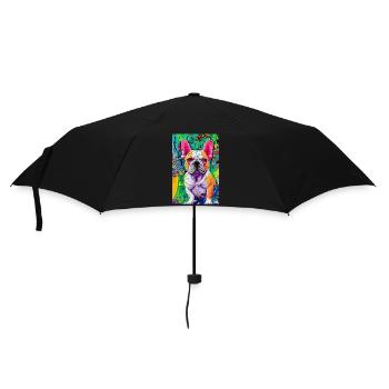 Modern Pop Art Print | colorful | French Bulldog - Umbrella (small) - black - Front