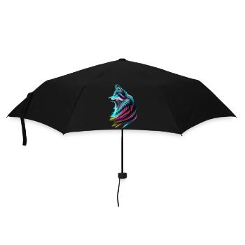 Loup coloré - Parapluie standard - noir - Devant