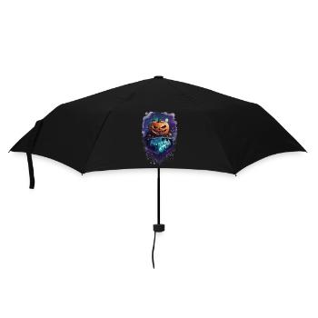 Halloween Kürbis Grusel Fledermaus Schloss Wald - Regenschirm (klein) - Schwarz - Vorne