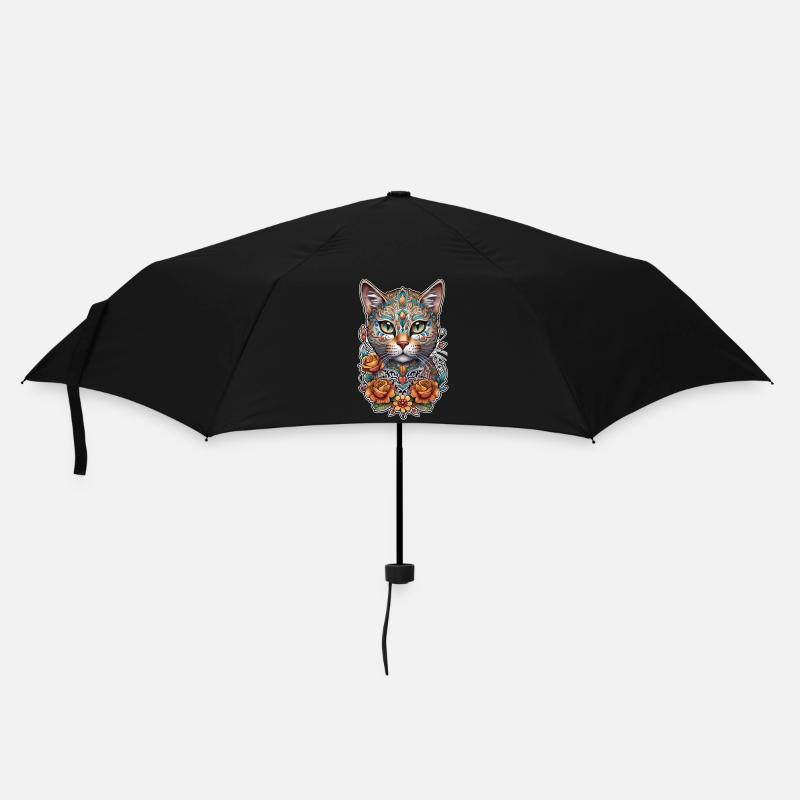 Katze Mexiko - Dia de los Muertos - Regenschirm (klein) - Schwarz
