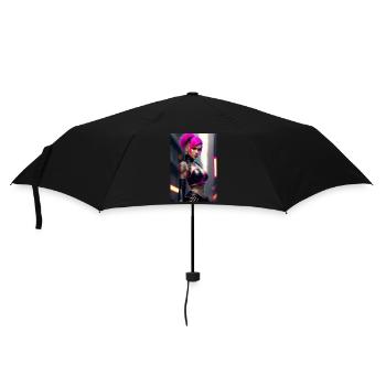 Cyberpunk-Mädchen - Regenschirm (klein) - Schwarz - Vorne