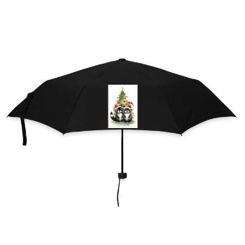Christmas raccoons - Umbrella (small) - black - Front
