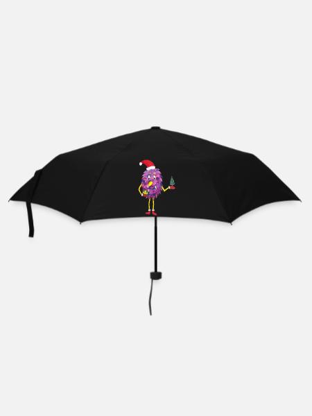 Weihnachtsmonster niedliches Monster Weihnachten - Regenschirm (klein) - Schwarz