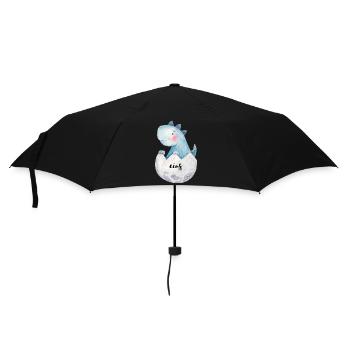 Geburtstagsaufdruck, Dino, blau - Regenschirm (klein) - Schwarz - Vorne