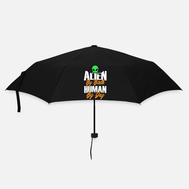 Alien by Birth, Human by Day, Humor, Fun, Spaß, - Umbrella (small) - black