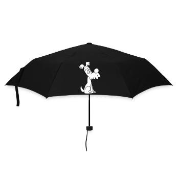 Lustiger und niedlicher weißer Hund - Regenschirm (klein) - Schwarz - Vorne