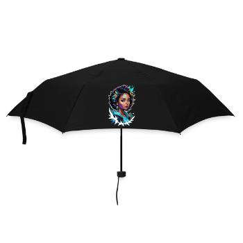 Afro Frau - Schönheit - Regenschirm (klein) - Schwarz - Vorne