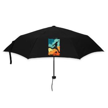 Fußball bunte Farben Spieler Schuss retro Logo - Regenschirm (klein) - Schwarz - Vorne