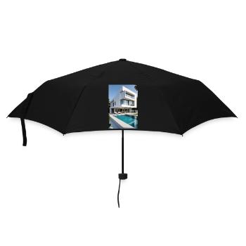 Villa blanche avec piscine - Parapluie standard - noir - Devant