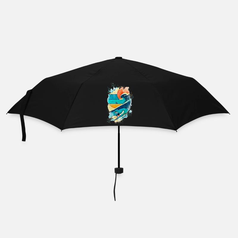 Surfer Illustration on the Wave - Fun Surf - Umbrella (small) - black