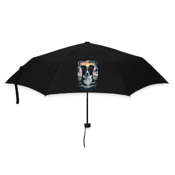 Schöner Border Collie Hund Design - Regenschirm (klein) - Schwarz - Vorne