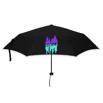 Techno Liebe Zitat Spruch Musik Party Feiern Logo - Regenschirm (klein) - Schwarz - Vorne
