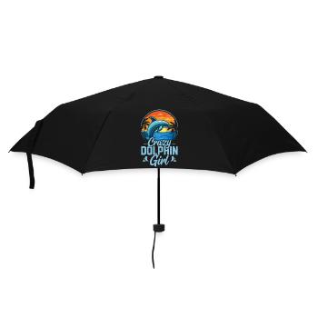 Crazy Dolphin Girl Marine Biology Beach Vacation - Umbrella (small) - black - Front