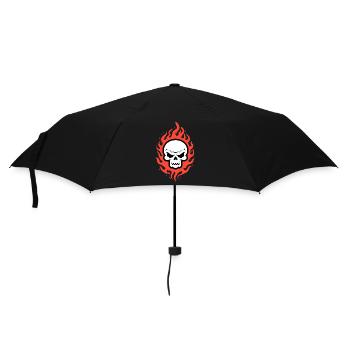 Crâne en flammes - Parapluie standard - noir - Devant
