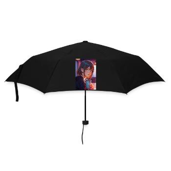 "Anime Girl Design – Aesthetic Manga Motif for - Umbrella (small) - black - Front