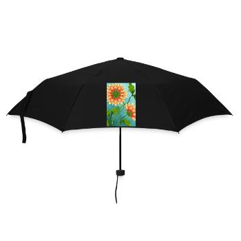 Blumen - Regenschirm (klein) - Schwarz - Vorne