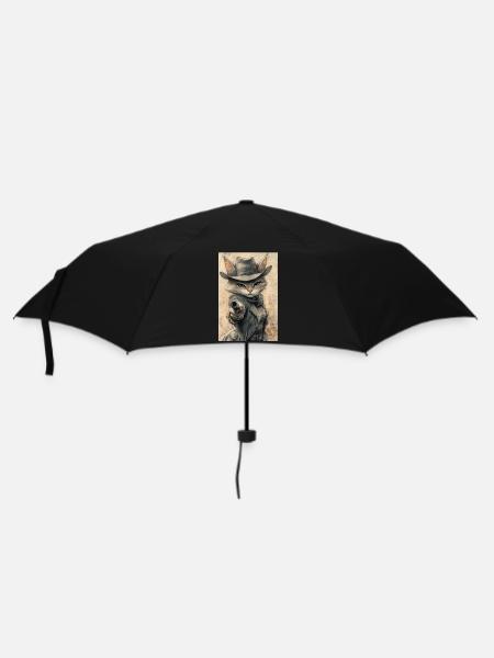 Katzen-Cowboy - Regenschirm (klein) - Schwarz