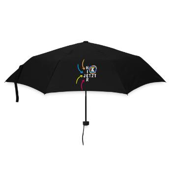 "Hier & Jetzt" Achtsamkeit Mental Health - Regenschirm (klein) - Schwarz - Vorne
