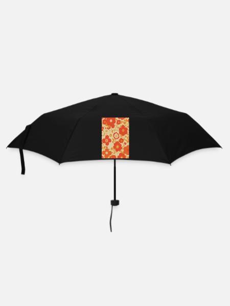 Groovy 70er Retro Vintage Blumenmuster - Regenschirm (klein) - Schwarz