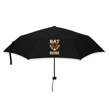 Halloween, Fledermaus mit Spruch Bat To The Bone - Regenschirm (klein) - Schwarz - Vorne
