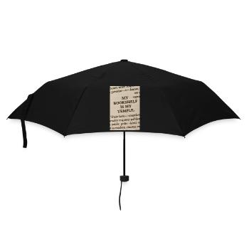 Mein Bücherregal ist mein Tempel - Regenschirm (klein) - Schwarz - Vorne