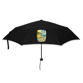 Fischbrötchen, Wind & Herz – Rügen-Style - Regenschirm (klein) - Schwarz - Vorne
