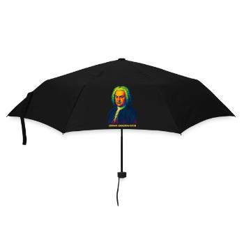WPAP Polygon Portrait Johann Sebastian Bach - Umbrella (small) - black - Front