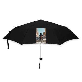 Cosmic Astronaut Playing Cello Amid Ruins - Umbrella (small) - black - Front