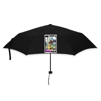 Bunter Monster Plüschtier Druck City König Design - Regenschirm (klein) - Schwarz - Vorne