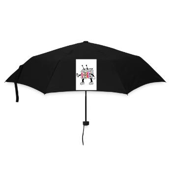Bunter TV-Roboter - Regenschirm (klein) - Schwarz - Vorne
