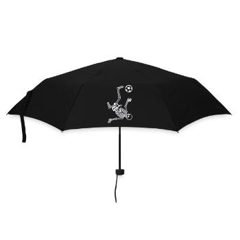 Skeleton with soccer ball makes overhead kick - Umbrella (small) - black - Front