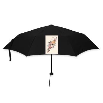 Blumenbouquet mit Schmetterlingen - Regenschirm (klein) - Schwarz - Vorne