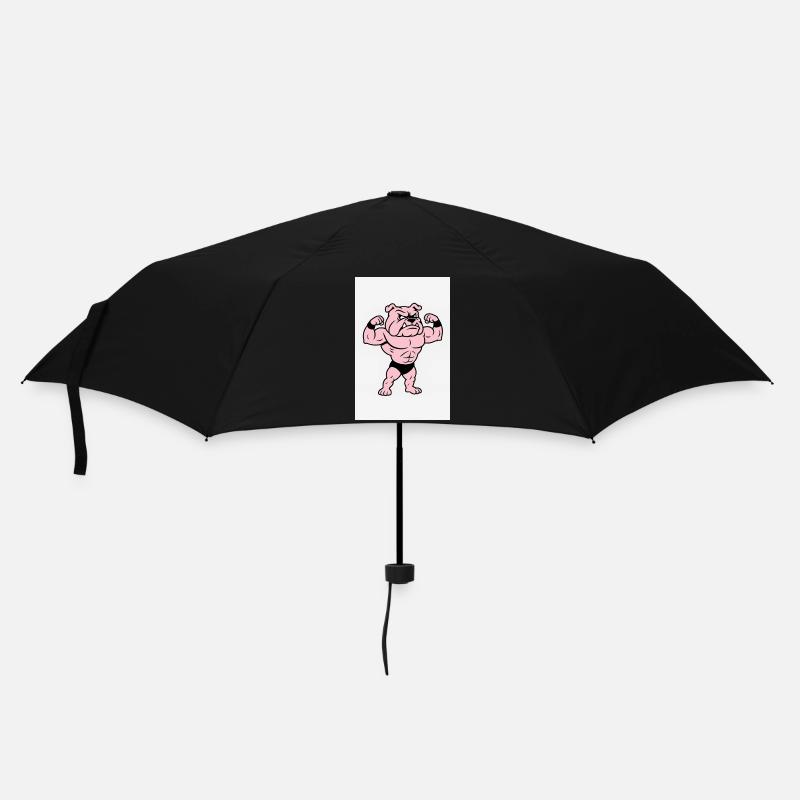 Pink Muskelbulldog Pose - Regenschirm (klein) - Schwarz