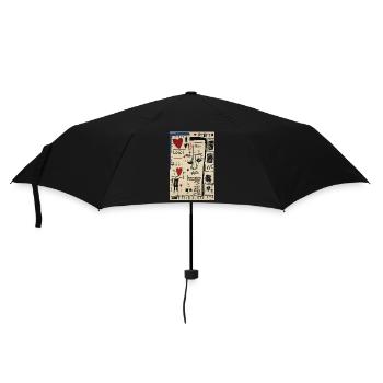 Kubistisches Gesicht Liebe und Skizzen - Regenschirm (klein) - Schwarz - Vorne