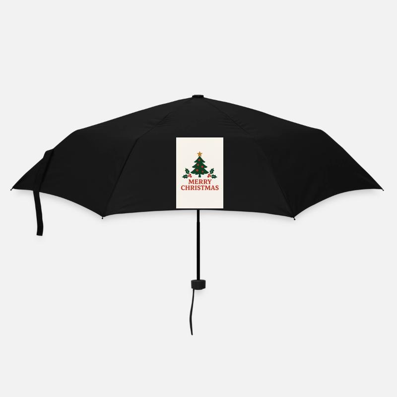 Joyeux Noël Sapin Rétro Rouge et Vert - Parapluie standard - noir