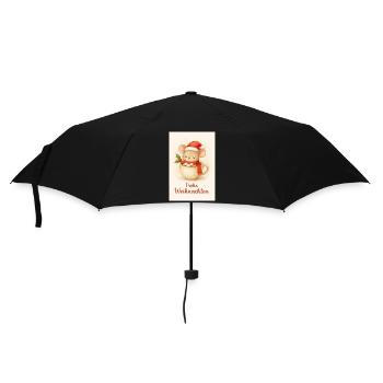 Cuddly mouse in Christmas cup - Umbrella (small) - black - Front