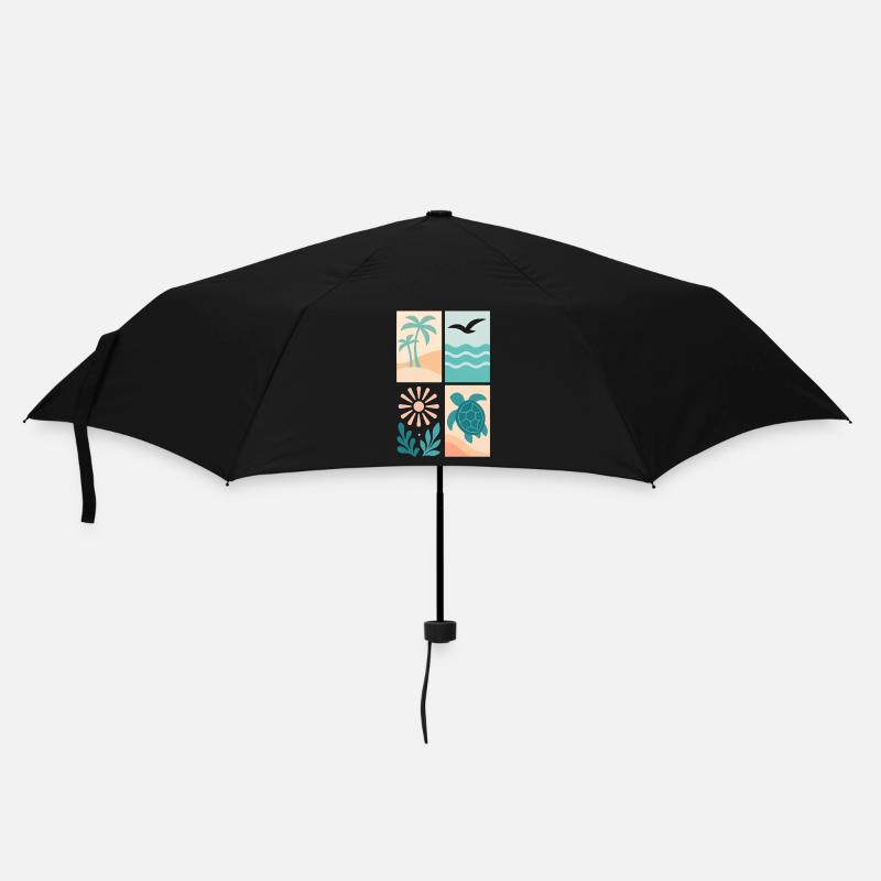Tropical Coastal Four-Frame Series - Umbrella (small) - black