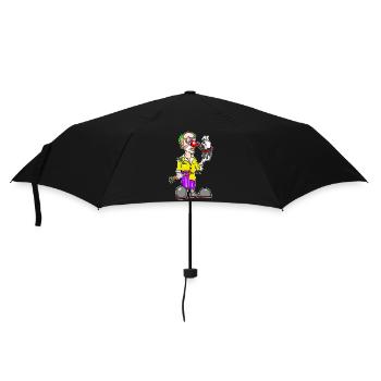 Clown & Rabbit – Funny Magic Cartoon - Umbrella (small) - black - Front