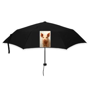 Aquarell-Schweineporträt - Regenschirm (klein) - Schwarz - Vorne