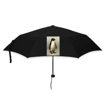 Vintage-Pinguin im ölgemalten Porträt - Regenschirm (klein) - Schwarz - Vorne