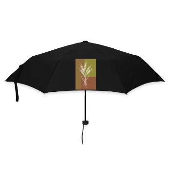 Weizen Ähren Line Art – Naturmotiv - Regenschirm (klein) - Schwarz - Vorne